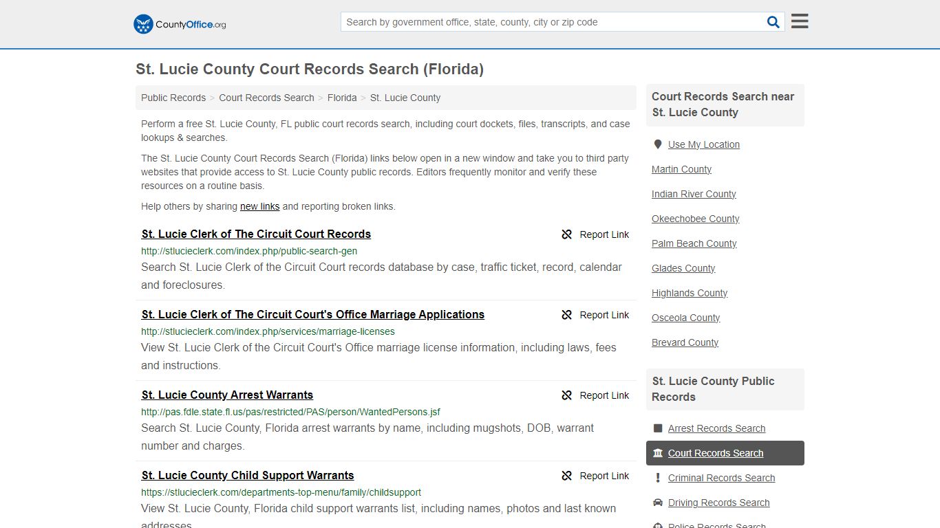 St. Lucie County Court Records Search (Florida) - County Office